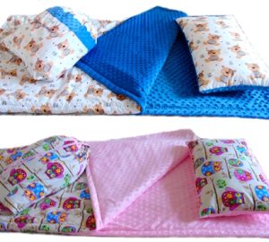 Komplety Dziecięce Śpiwór 120cm Ocieplane 1cm Poduszka Worek Haft